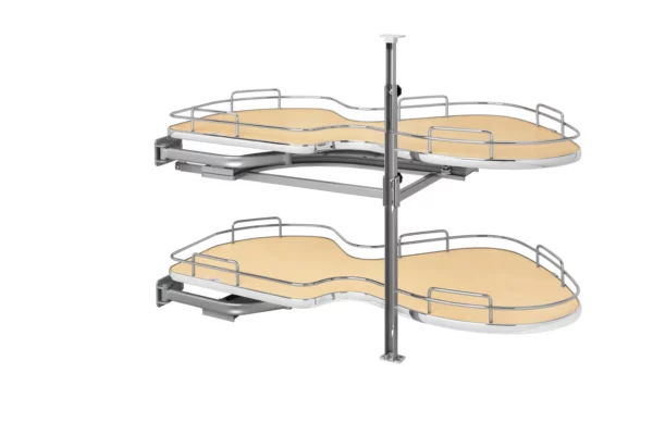 Rev-A-Shelf 2-Tier Solid Bottom Shelves for Left Door-Blind Right Corner Cabinet 21in Natural Maple