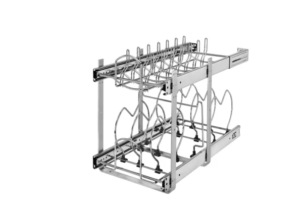 Rev-A-Shelf 2-Tier Pull-Out Base Cabinet Cookware Organizer 12in Chrome