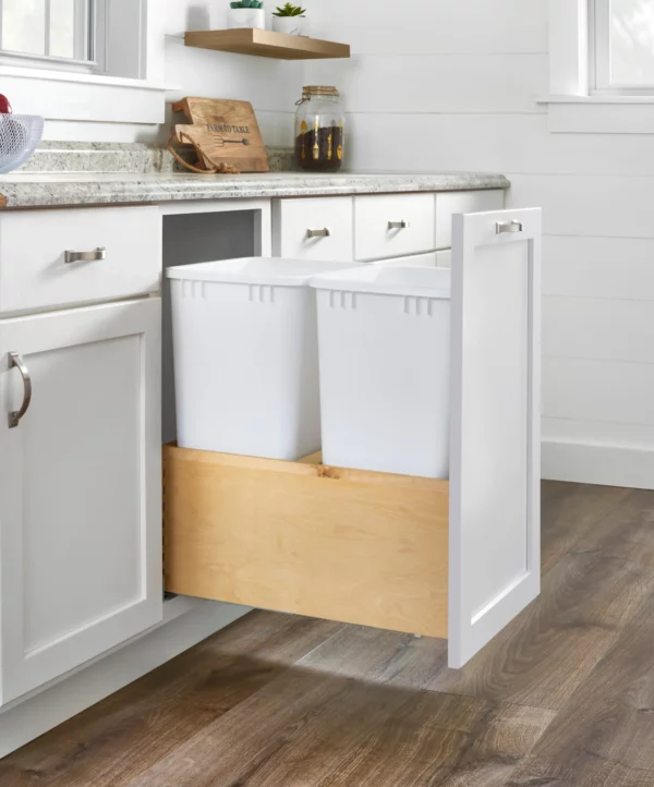 Rev-A-Shelf Maple Wide Bottom Mount Double Pull-Out Waste Container ...