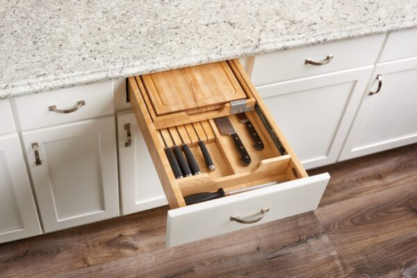 Natural Maple Knife/Cutting Board Drawer w/ BLUMOTION Soft-Close for 18" Face Frame Base - Image 3