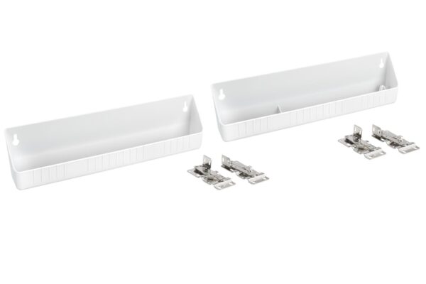 14 in. White Polymer Tip-Out Sink Front Trays and Hinges